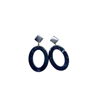 2 Love it LunaLoops - Oorbellen - Statement - Ovaal - Zwart zilverkleurig