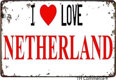 TH Commerce Decoratie Wandbord Metaal - Ik Hou Van Nederland - Holland