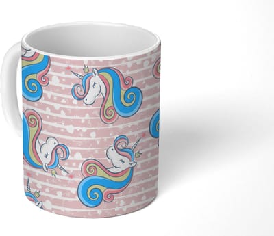 Mok - Koffiemok - Unicorn - Patronen - Roze - Mokken - 350 ML - Beker - Koffiemokken - Theemok