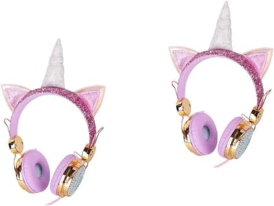 Unicorn Koptelefoon - Kinderkoptelefoon - Muziek Luisteren - Volumebegrenzer 85dB - 2 stuks - Goudkleurig