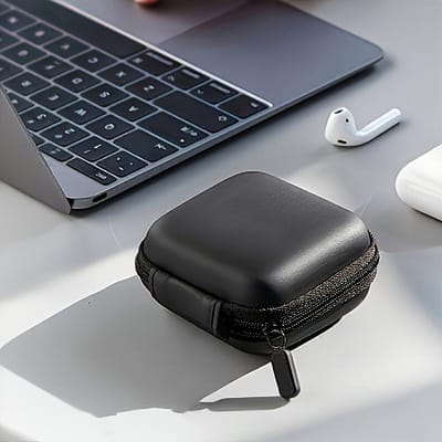1 pièce Boîte de Rangement de Luxe, Étui Rigide pour Écouteurs, Sac de Rangement Portable pour AirPods, Écouteurs, Accessoires pour Casque sans Fil, Cadeau de Thanksgiving noir
