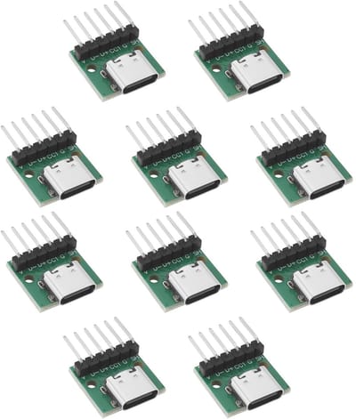 Dailygoody - USB3.1 Type-C Vrouwelijke Adapter - 10 Stuks - Voor DIY Projecten - 6Pin Dip Adapter - Test Board - Geschikt voor 3D Printers