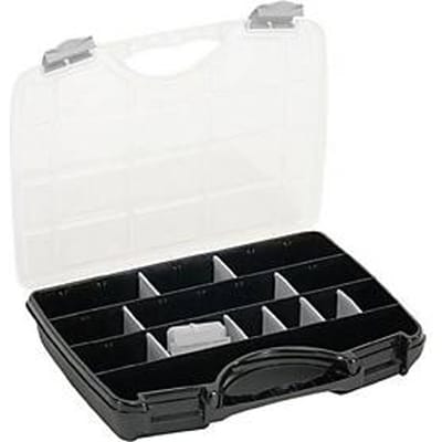 Raaco universele koffer Assorter A 47, met 21 losse verdelers, B 460 x D 350 x H 81 mm, gemaakt van polycarbonaat/polypropeen, transparant/zwart