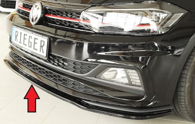 RIEGER - PERFORMANCE FRONT LIP - VOLKSWAGEN VW POLO AW GTI / R LINE - GLOSS BLACK