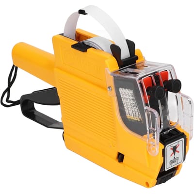 Pistolet Étiqueteur Prix 10 Chiffres 2 Lignes Marqueur Attacheur pour Bureau Magasin de Détail jaune