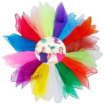 Dailygoods- Jongleerdoeken 15 stuks - Chiffondoeken voor kinderen - Decoratie - Zijde - Performance - Geschikt voor jongleren en dansen - Dansdoeken