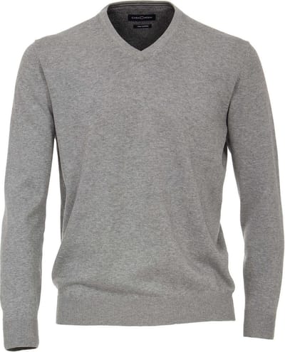 CASAMODA Pullover V-Hals Grijs - Maat S - Heren