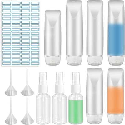 Set van 9 Reisbottles 30 ml/50 ml - Lege Flessen voor Shampoo, Lotion en Douchegel met 4 Trechters en 1 Label voor Gemakkelijk Reizen