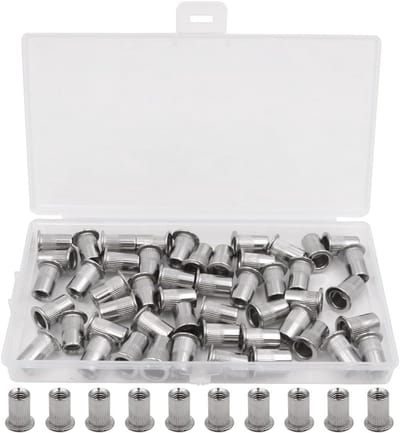 50 Stuks M6 RVS Rivetmoeren met Platte Kop - Draadmoeren voor Houtbewerking en Installatiegereedschap
