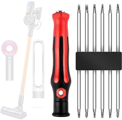 Allecto - Reparatiegereedschap - 6-in-1 schroevendraaierset - Demontagegereedschap voor haardroger en stofzuiger - Geel - Geschikt voor V6/V7/V8/V1...