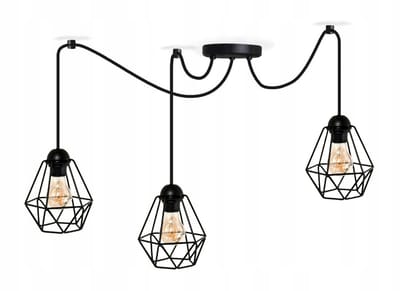 Verstelbare hanglamp DIAMOND 3 zwart metaal E27