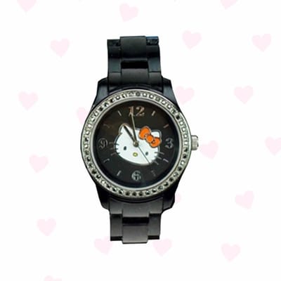 Hello Kitty Horloge Zwart Met Strass