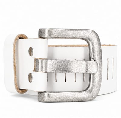 Hide & Stitches Frisco Lederen Unisex Riem - 3 cm - maat 105 - Wit