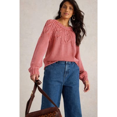 White Stuff Mia Cable Jumper Pink Multi Größe: 18 | Pullover Outlet | Damen | Rosa