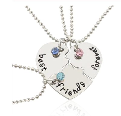 WiseGoods - Luxe Vriendschapsketting - Best Friends Forever - 3 Personen - Sieraden - Vriendschap - BFF Ketting - Zilverkleurig