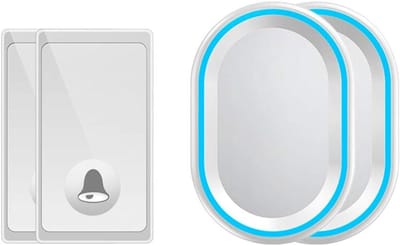 Draadloze Deurbel Kit - Bel met Zender - Bezoekers Ontvangen - 200 Meter Bereik - 2 Zenders 2 Ontvangers - Zwart