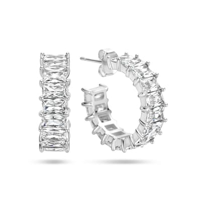 Stijlvolle Zilveren Oorringen | 925 Zilver | 21 mm | Zirkonia|Elegant Sieraad met Glanslaag| Jonline