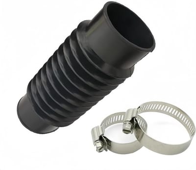 Hoogwaardige rubberen golfpijp met slangklemmen, zwart: Temperatuurbestendig, flexibel en ideaal voor afvoeren, pompen en huishoudelijke installaties (DN65 x 200 mm + klem)