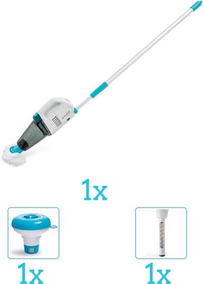 Intex Zwembad stofzuiger ZR100 - Oplaadbaar - Handmatig - 28626 inclusief Thermometer en Chloordrijver
