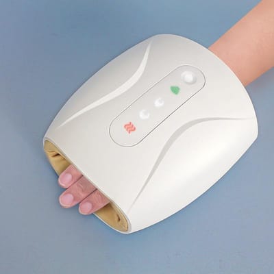 Elektrische Handmasseur Vingergewrichtspijn Gevoelloosheid Kneden Pols Handpalm Massage Acupunctuurpunt Verwarmingsverzorgingsinstrument wit