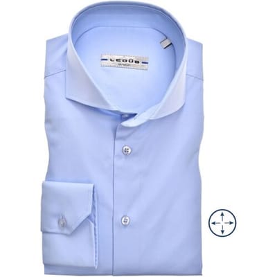 Ledub slim fit overhemd - lichtblauw twill - Strijkvriendelijk - Boordmaat: 40 (EU maat: M)