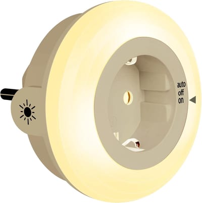 carmdering - Nachtlampje voor Stopcontact - 1x LED nachtlampjes tussenstekker - Nachtlampjes LED stopcontact - Nachtlicht met schemeringssensor