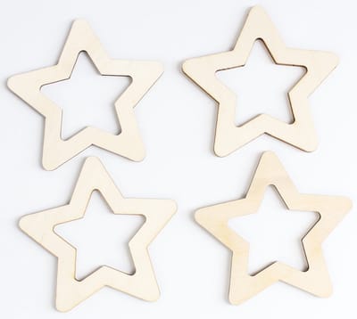 Houten kerstversiering - Wooden Christmas decoration | Servetringen sterren 7 x 7cm Napkin rings stars (4 st) | Licht hout - Natural wood | Tafelaccessoires - Table accessories - Diner Accessoires - Tafel Decoratie - Kerstmis