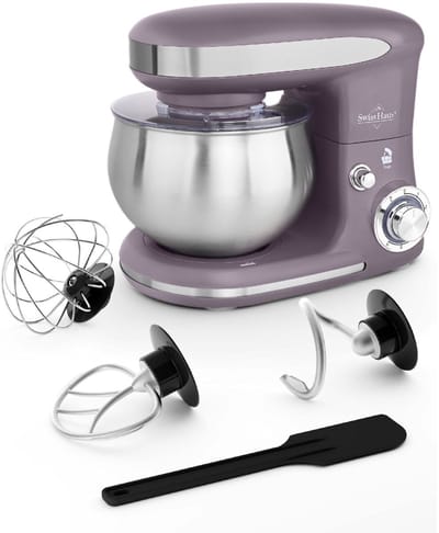 Swiss Haus® KM1805 Keukenmachine - 1300W Keukenrobot – 5L RVS Mengkom – Keukenmixer met 6 Snelheden + Pulse – met Deeghaak & Garde – Paars