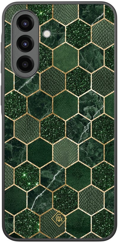 Casimoda® hoesje - Geschikt voor Samsung Galaxy A36 - Kubus Groen - Zwart TPU Backcover - Geometrisch patroon - Groen