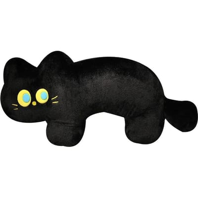 40-100cm Schattig Grote Ogen Platte Kat Pluche Kussen Speelgoed Zacht Gevuld Cartoon Dier Pop Zwarte Katten Slaapkussen Verjaardagscadeau 40cm