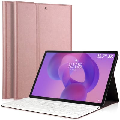 Hoes met toetsenbord geschikt voor Lenovo Idea Tab Pro 12.7 - Keyboard Book Case Cover Hoesje Rosegoud