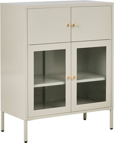 ESHOLT - Vitrinekast - Lichtbeige - IJzer