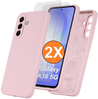 Hoesje geschikt voor Samsung Galaxy A36 Hoesje siliconen Pink Sand siliconen hoesje TPU - met Samsung A36 Screenprotector - 2 stuks