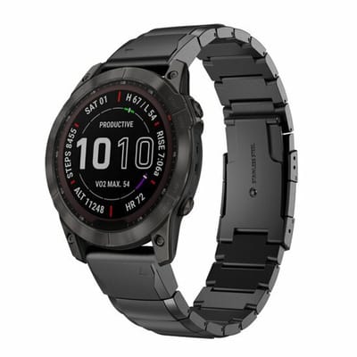 By Qubix - Geschikt voor Garmin bandje - 22mm Quickfit - Stainless steel schakelband - Zwart - Geschikt voor Garmin Fenix 8 / 8 Pro - 47mm