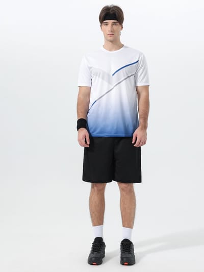 YOUTHUP Heren Tweekleurig Verloop Sneldrogende Sportset - Rond Hals T-shirt met Korte Broek - S