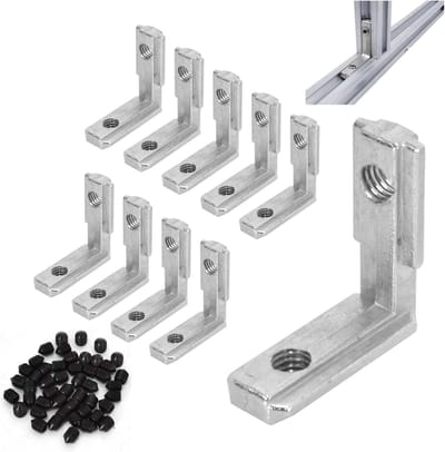 10 stuks T-groef binnenhoek aluminium profiel 90° L-vorm connector met schroeven, ideaal voor aluminium extrusie en constructieprojecten