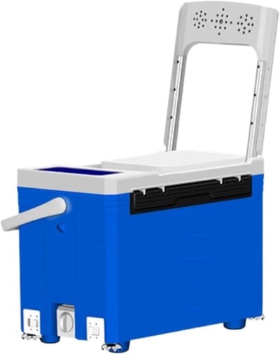Visdoos Met Zitting - Opbergbox Visgerei - Vissen En Opslag - Met Opvouwbare Rugleuning - 36 Liter - Blauw