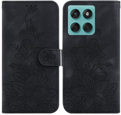 Coverup Hoesje - Geschikt voor Motorola Edge 60 / 60 Fusion Hoesje - Coverup Bloemen Book Case - Zwart