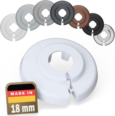 Radiator rozetten - Buisafdekking kunststof - Verwarmingsbuis afdekken - Temperatuurbestendig materiaal - 18 mm diameter - Wit