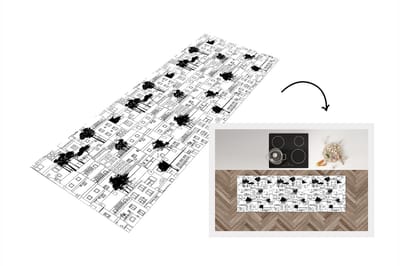 Keukenloper - Loper keuken - Patronen - Bomen - Huis - 150x50 cm - Keukenloper vinyl