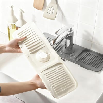 Waterafvoer Mat Set van 2 - Opvouwbare Siliconen Mat voor Keuken en Badkamer, Bescherming tegen Spatten en Druppels, 39.5 x 11.7 x 1 cm