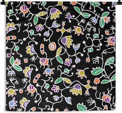 Wandkleed - Wanddoek - Patronen - Bloemen - Lente - 90x90 cm - Wandtapijt