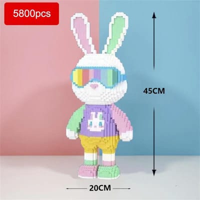 3D 5800PCS Snoep Konijn Kleurrijk en Schattig Konijnen Maatschappij Konijn Bouwstenen Volwassen Hoge Moeilijkheidsgraad Montage Puzzel Speelgoed Cadeau