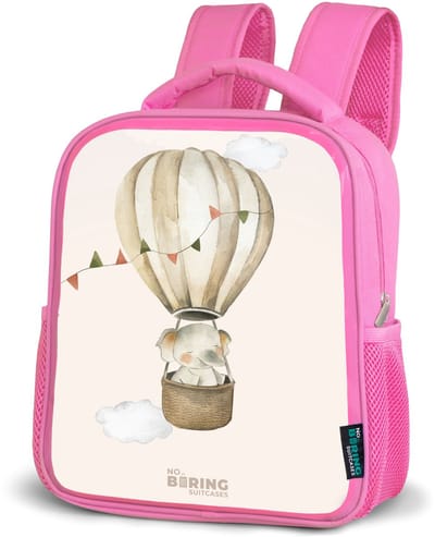 NoBoringSuitcases.com® - Rugzak roze - Schooltas meisjes - Olifant in een luchtballon - Kinder rugtas meisje - Boekentas kind - Kinderrugzak voor school - Schoolrugzak
