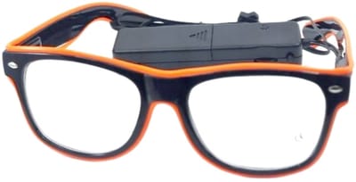 Doppler R&B LED Partybril – Oranje – UV400 Neon - Batterij-Aangedreven Feestbril - Techno Party Glasses - Men & Women - Lichtgevende Bril - Bril met LED verlichting - Bril met Licht - Perfect voor Feesten & Bruiloften & Koningsdag