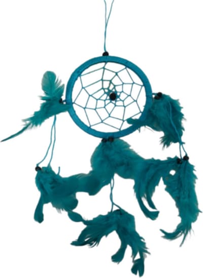 Dromenvanger - 11cm - Turkoois - alleen veren - Dreamcatcher