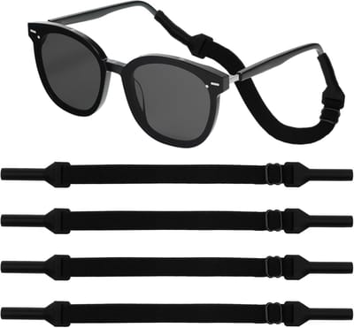 Thijox - Brilbanden 4 stuks - Verstelbare Antislip Brillenband voor Sport, Zonnebril, voor Heren, Dames en Kinderen, Zwart, Eén Maat, Ideaal voor Acti