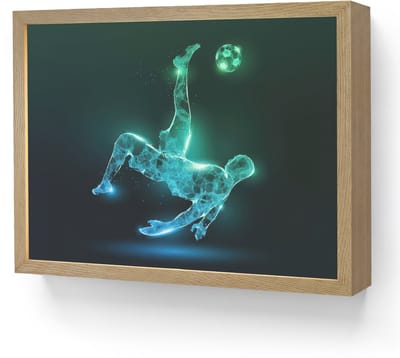 Wandlamp 40x30 cm - Oplaadbaar - Voetbal - Voetballer - Jongen - Zwart - Wandlampen binnen woonkamer - Slaapkamer lamp - Decoratieve nachtlamp - Vloerlamp draadloos
