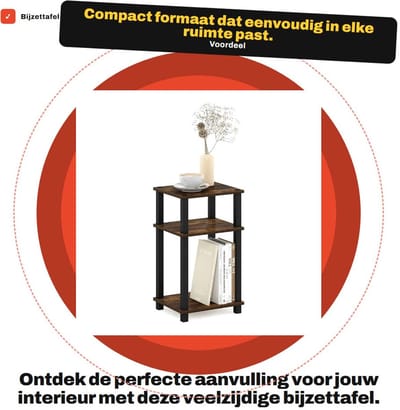 Dailygoods - Bijzettafel - Nachtkastje - Multifunctioneel - Amber Pine/Zwart - Compact ontwerp - Perfect voor elke ruimte - Ideaal voor woonkamer of s...