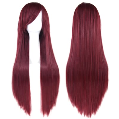 Soowee 80cm Lang Synthetisch Haar Wit Paars Cosplay Pruiken Feest Zwart Haar Rechte Pruik Haarpiece voor Vrouwen 32inches